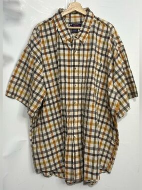 5 for $25🔥Williams Bay Plaid Button Front Short Sleeve Shirt 5X